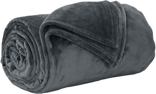 vidaXL Fleece Blanket Single 150x200cm Dark Grey