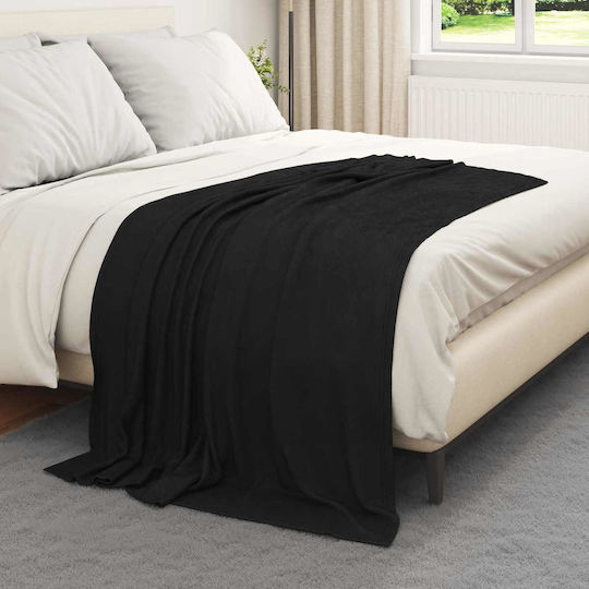 vidaXL Ριχτάρι Πολυθρόνας Fleece 170x130εκ. Μαύρο