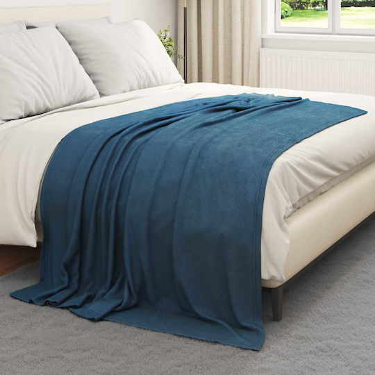 vidaXL Throws & Couch Blankets Armchair Throw Fleece 200x150cm Dark Blue