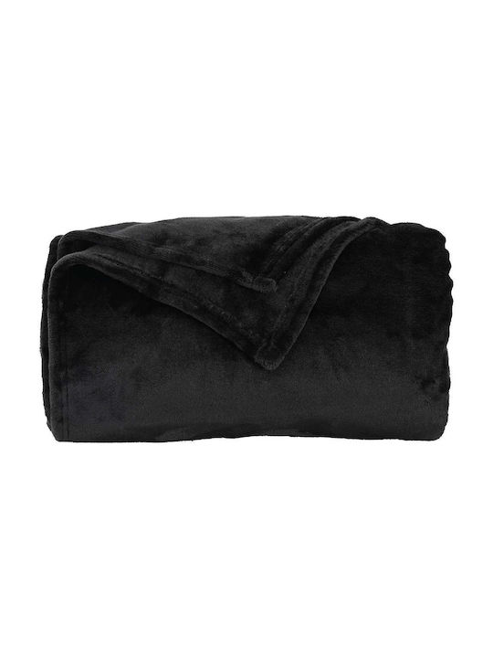 vidaXL Ριχτάρι Πολυθρόνας Fleece 130x150εκ. Μαύρο