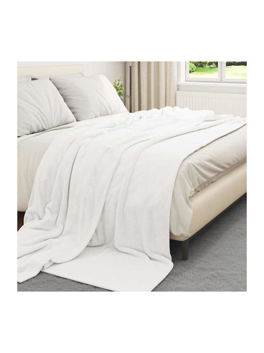 vidaXL Ριχτάρι Τριθέσιου Καναπέ Fleece 240x270εκ. Λευκό