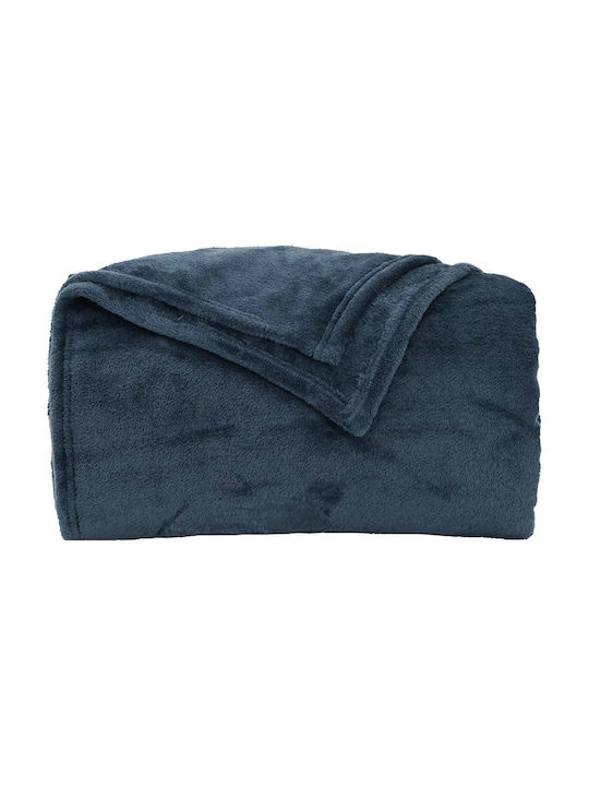 vidaXL vidaXL Three-Seater Sofa Throw Fleece 240x270cm Dark Blue