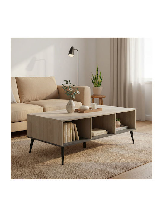 Masa De Cafea Centrală Rectangulară Din Lemn Masiv Sonoma Culoare Antracit M121xL60xÎ44,5cm