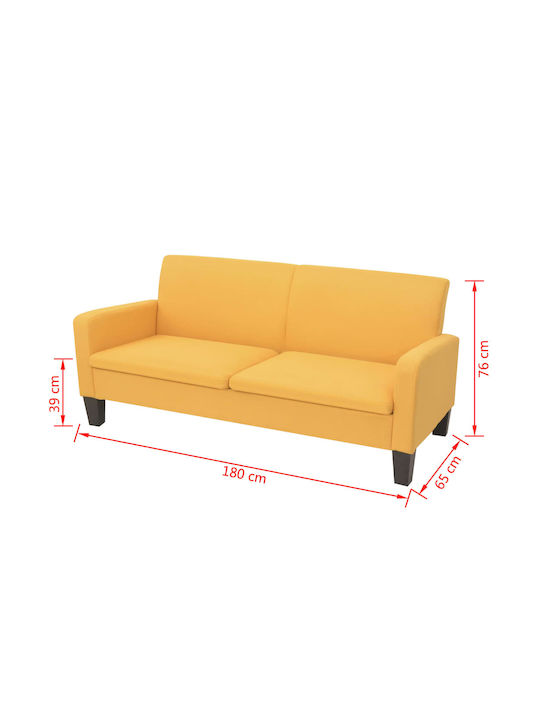 Τριθέσιος Καναπές Κίτρινος 180x65x76εκ.