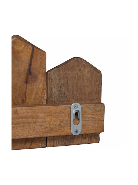 vidaXL Wooden Wall Hanger 5 Hooks Brown 48x15x8cm