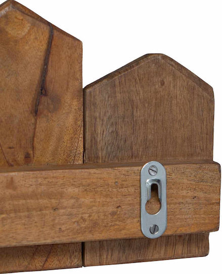 vidaXL Wooden Wall Hanger 5 Hooks Brown 48x15x8cm