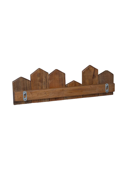 vidaXL Wooden Wall Hanger 5 Hooks Brown 48x15x8cm