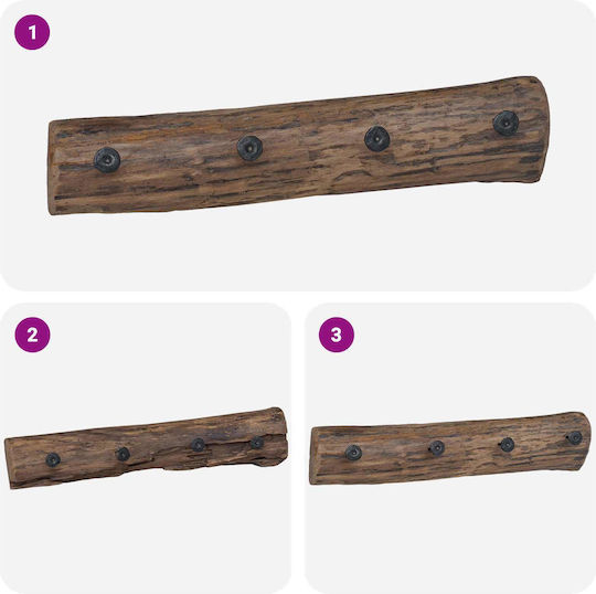 vidaXL Hölzernes Wandhalterung 4 Haken 50x12x8cm 4 Stück