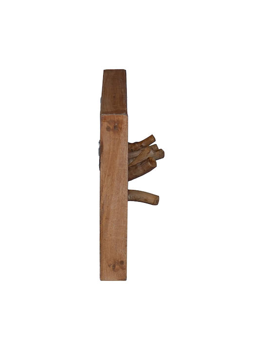 vidaXL Wooden Wall Hanger 7 Hooks Brown 50x25x11cm