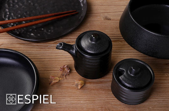 Espiel Myanmar Set 5 Pieces General Use Vases with Lid Ceramic Black 100ml 5 Pieces