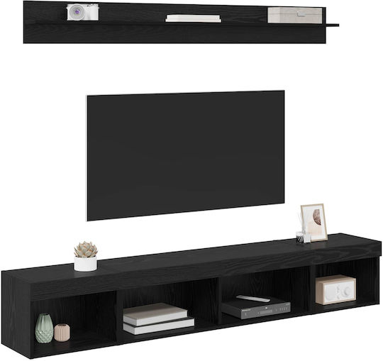 Living Room TV Unit with Lighting Black Beech L40xW30xH30cm