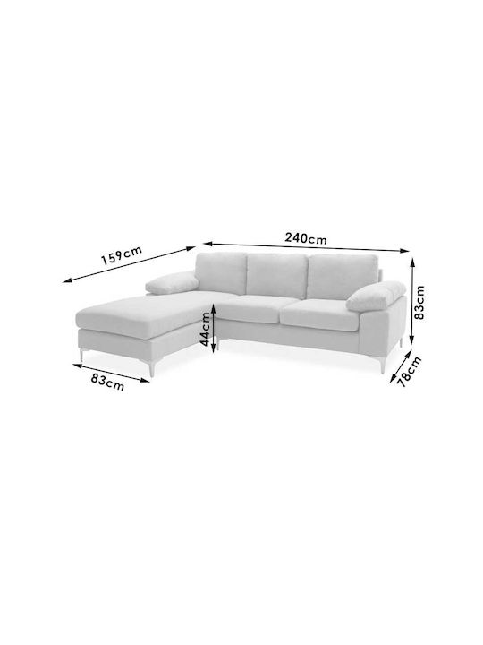 Cohen Corner Couch with Right Corner Anthracite 240x159x83 cm