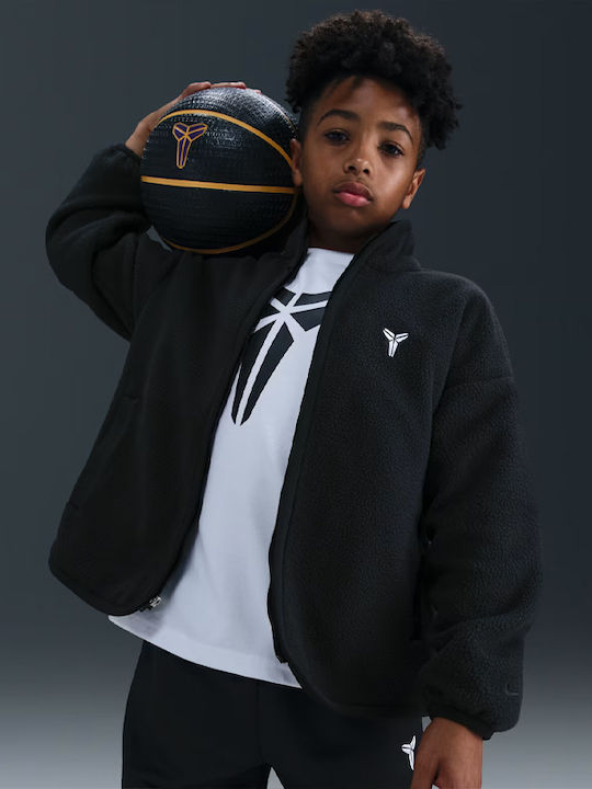 Athletic Kids Cardigan Fleece Black Kobe Winterized