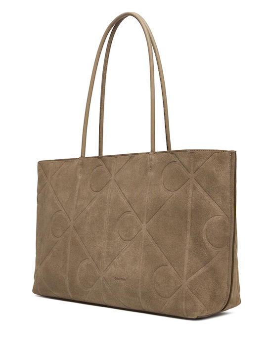 Suede Embossed Emblem Leder Damentasche Tote Handtasche Puro