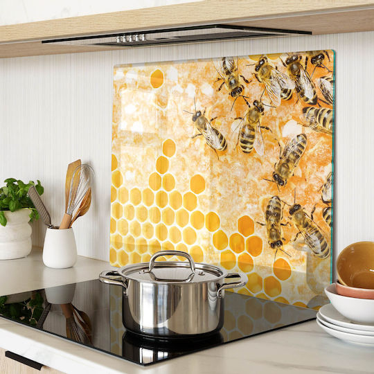 Glass Multipurpose Kitchen Work Surface Bees 60x52 Cm