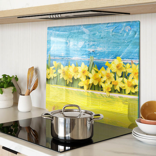 Glass Kitchen Cutting Board Safety Tempered Glass Daffodils 60x52 Cm
