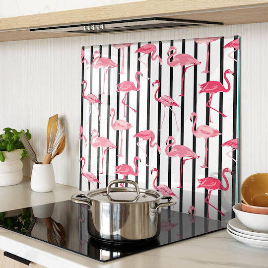 Glass Kitchen Cutting Board Print Tempered Glass Flamingo Stripes 60x52 Cm