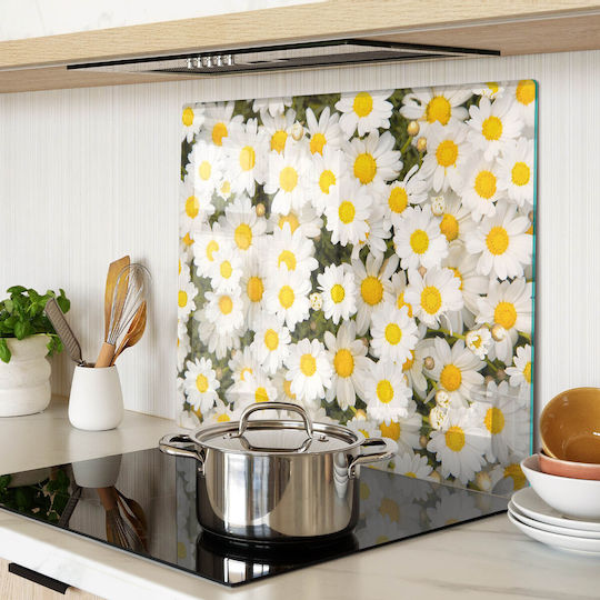Glass Kitchen Cutting Board High Resistance Tempered Glass Daisy 60x52 Cm