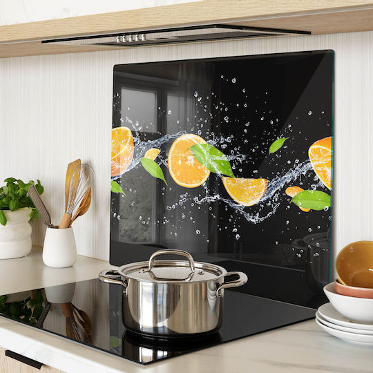 Glass Kitchen Cutting Board Safety Tempered Glass Orange Water 60x52 Cm
