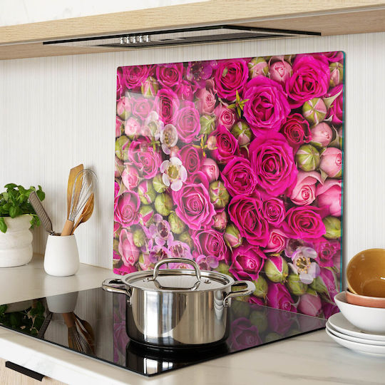 Elegant Protective Glass Kitchen Board Tempered Glass Wheels 60x52 Cm