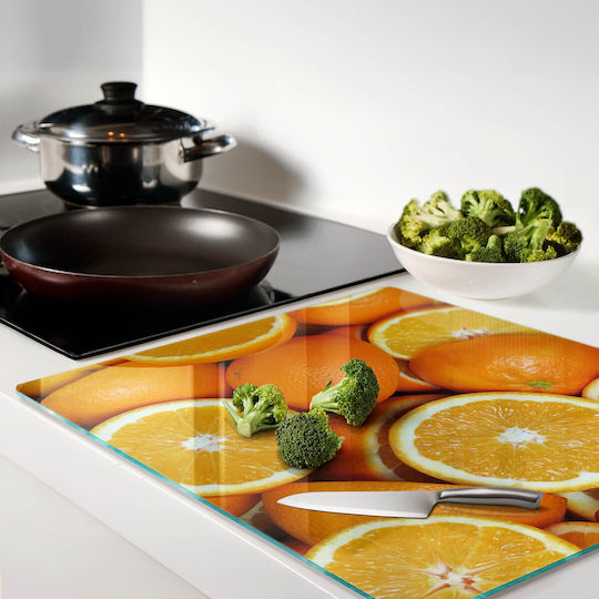 Glass Kitchen Cutting Board High Strength Tempered Glass Half Oranges 60x52 Cm