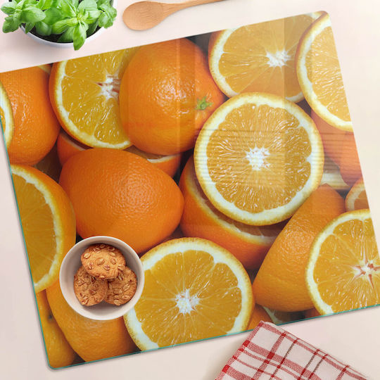 Glass Kitchen Cutting Board High Strength Tempered Glass Half Oranges 60x52 Cm