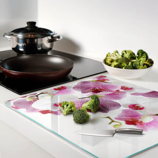 Tăviță De Bucătărie Din Sticlă Design Decorativ Sticlă Securizată Orhidee 60x52 Cm