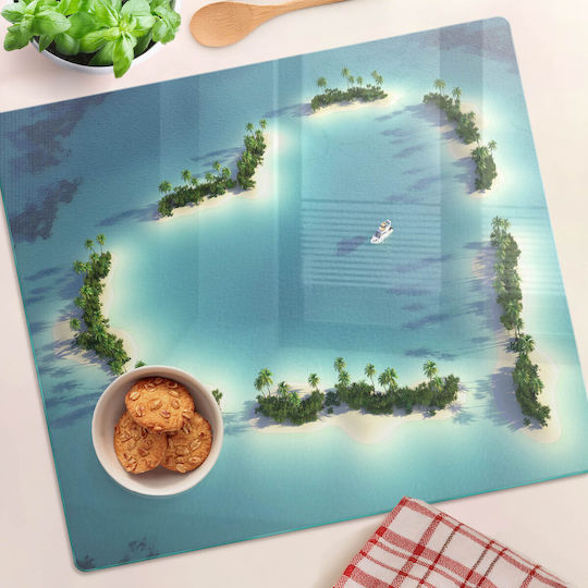 Glass Kitchen Chopping Board Protection Decoration Island Heart Shape 60x52 Cm