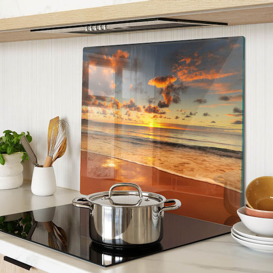 Glass Kitchen Board Tempered Glass Beach Sun Design 60x52 Cm