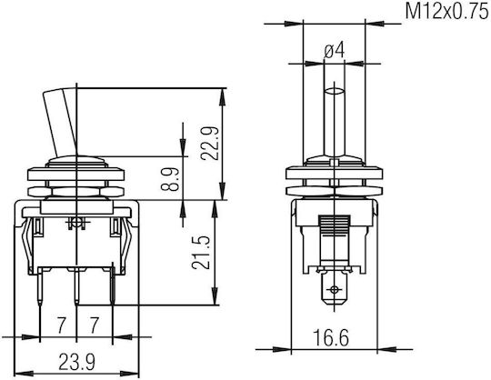 Rocker Switch On – On Single Pole Spdt 3 Pin 6 4 A/250vac Opening 23.9x16.6x24mm Marquardt 1823-1101 Quick Connect Terminal 4.8 X 0.8