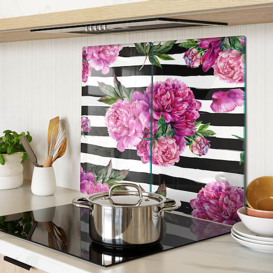 Countertop Protection Plate Kitchen Tempered Glass Pink Lilac 2x30x52 Cm