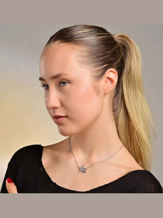 Akzent Halskette mit Design Stern aus Stahl mit Zirkon