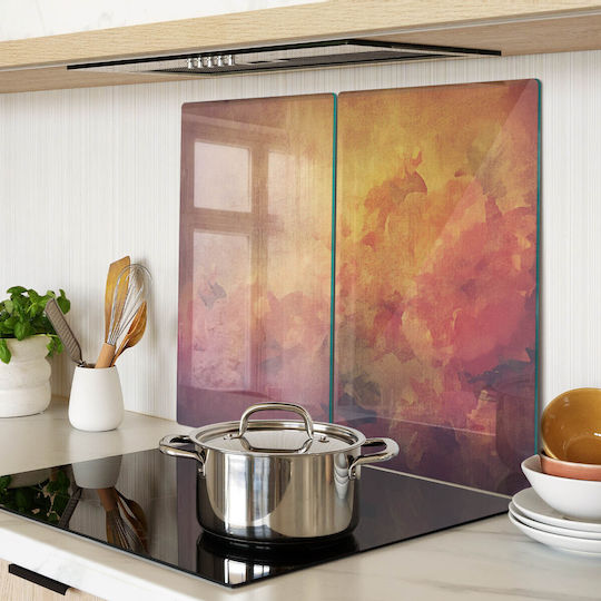 Glass Kitchen Board Protection Decoration Flowers 2x30x52 Cm