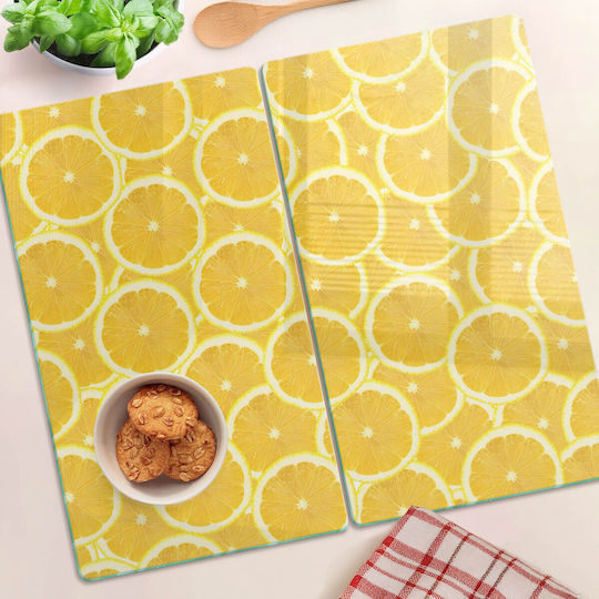 Glass Kitchen Cutting Board Print Tempered Glass Lemon Slices 2x30x52 Cm