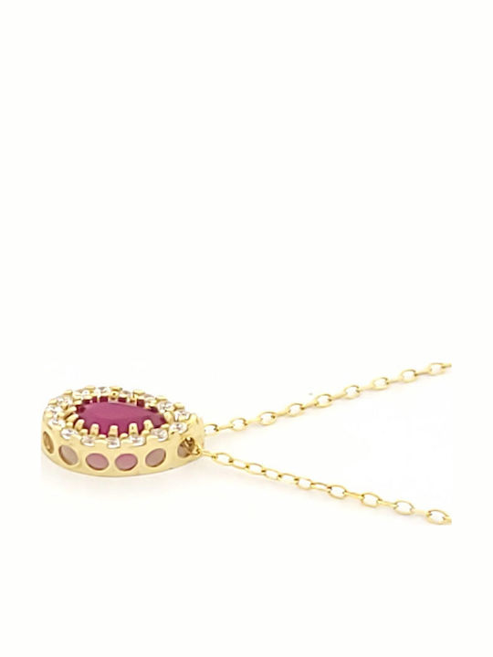 Necklace with design Tear from Gold 9 K with Zircon