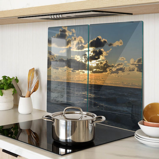 Chopping Surface Tempered Glass Sunset Over The Sea 2x30x52 Cm