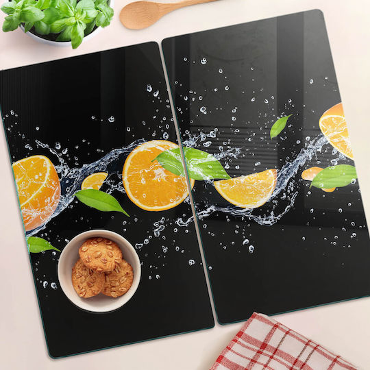 Glas Schneidebretter Küchenarbeitsplatten Schutz Oberfläche Orange Wasser 2x30x52 cm
