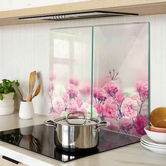 Modern Glass Chopping Board Wild Rose Flowers 2x30x52 Cm