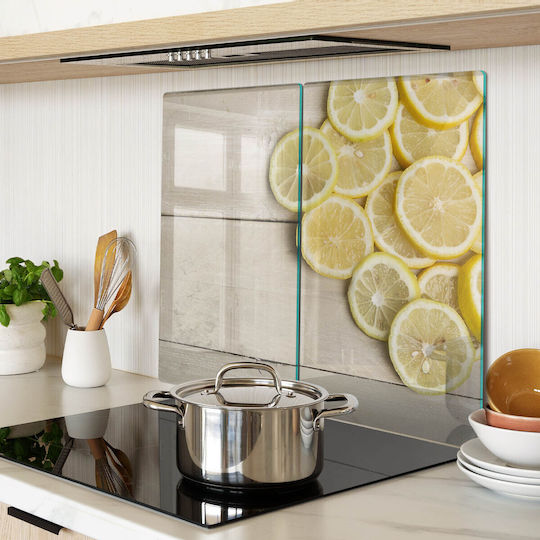 Glass Kitchen Cutting Board Counter Protection Lemon Wood 2x30x52 Cm