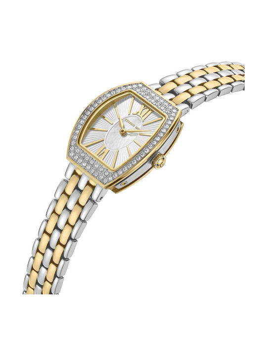 Crystals Two Tone Womens Watch Battery with Stainless Steel Bracelet Silver/Gold