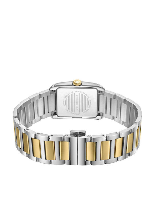 Cerruti Crystals Two Tone Ceas de Damă cu Auriu Brățară Metalică