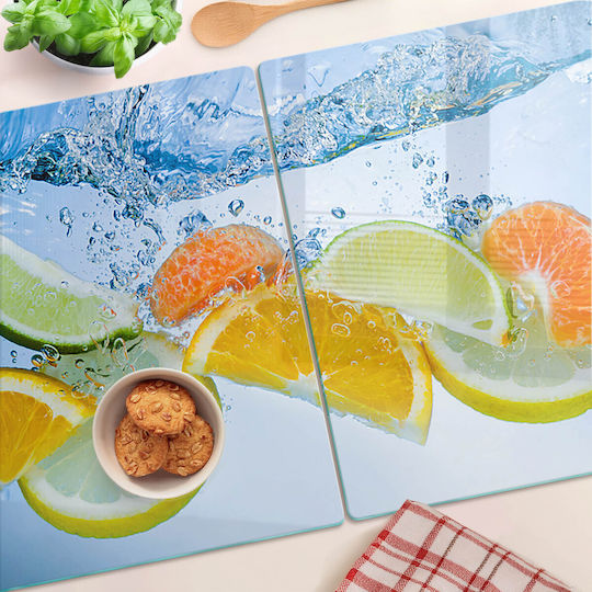 Glas Schneidebretter Küchen Oberfläche Design Wasser Zitrusfrüchte 2x40x52 cm