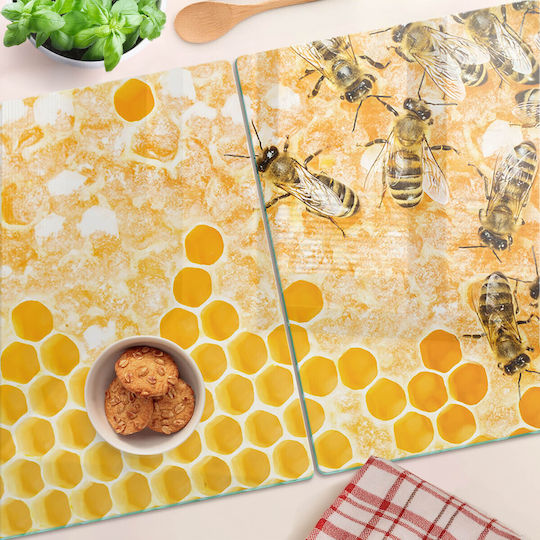 Schneidebretter Servierplatte Glas Arbeiterinnen Bienen 2x40x52 cm