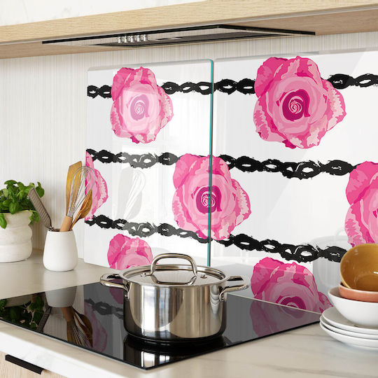 Glass Kitchen Counter Protection Board Tempered Glass Wheels 2x40x52 Cm