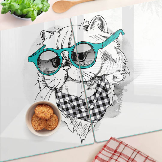 Tăviță Multifuncțională Din Sticlă Pentru Bucătărie Din Sticlă Călită Pisică Ochelari 2x40x52 Cm