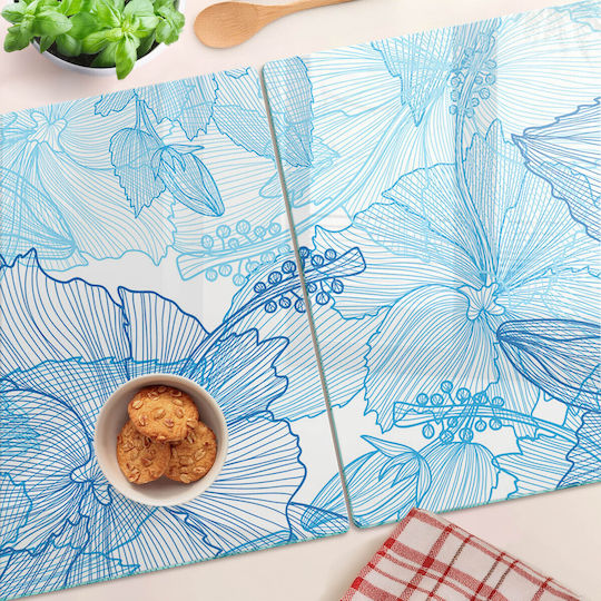 Glass Kitchen Counter Protection Surface Hawaiian Flowers 2x40x52 Cm