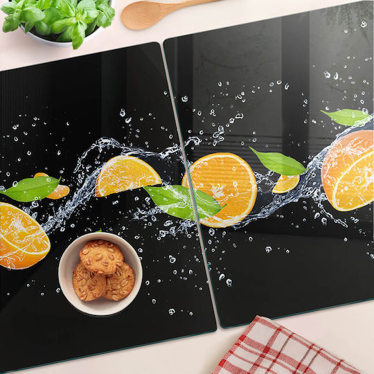 Glas Schneidefläche Schutzplatte Für Küchenarbeitsplatte Orange Wasser 2x40x52 cm