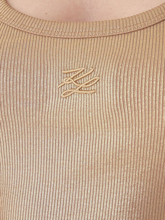 Logo Women's Blouse Cotton Sleeveless Gold