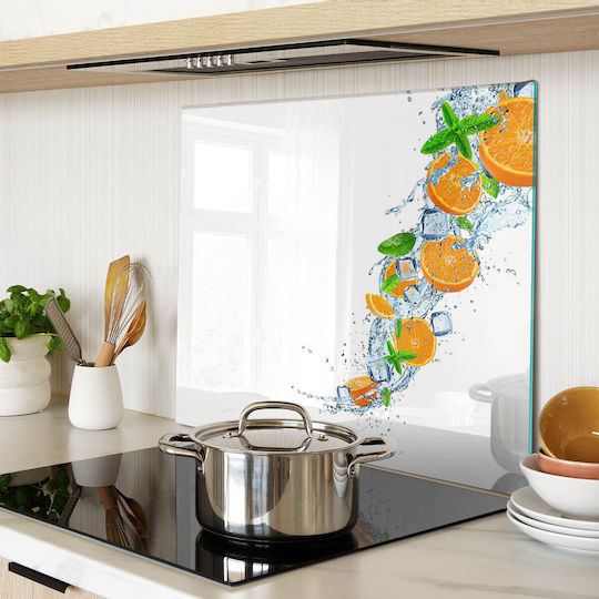 Glass High Resistance Kitchen Chopping Board Tempered Glass Orange 60x52 Cm