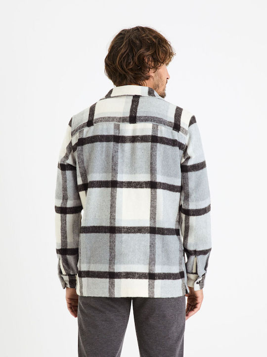 Μακρυμάνικo Overshirt White, Black FASURCHECK_BLACK